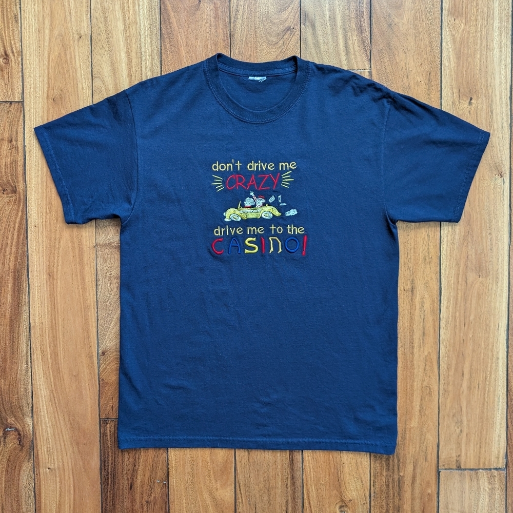 Funny Vintage Embroidered Casino T-shirt (L)